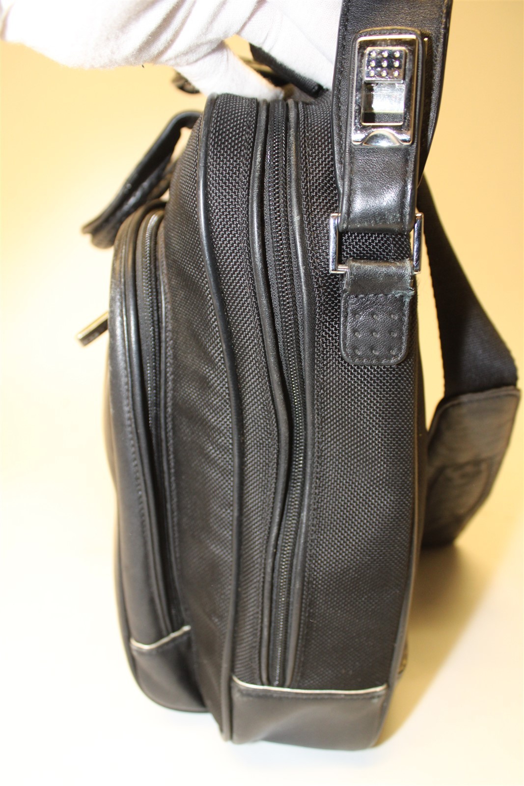 Tumi x Supermicro Alpha Ballistic Black Canvas Leather Travel Messenger Bag