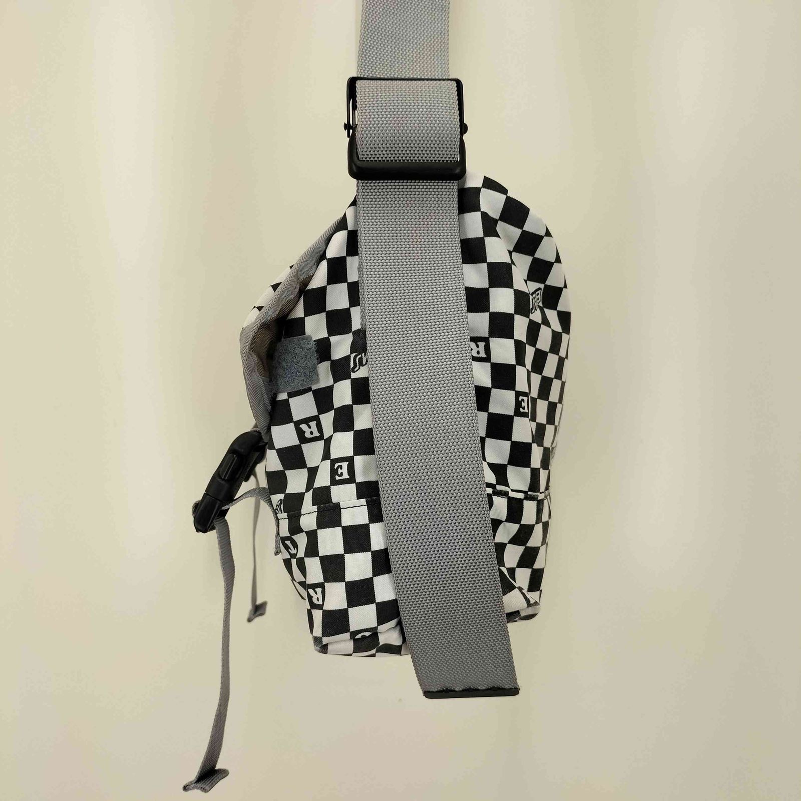 Authentic Porter Shoulder Bag Checkered Flag Black/White Fabric Men’s 41cm Wide,