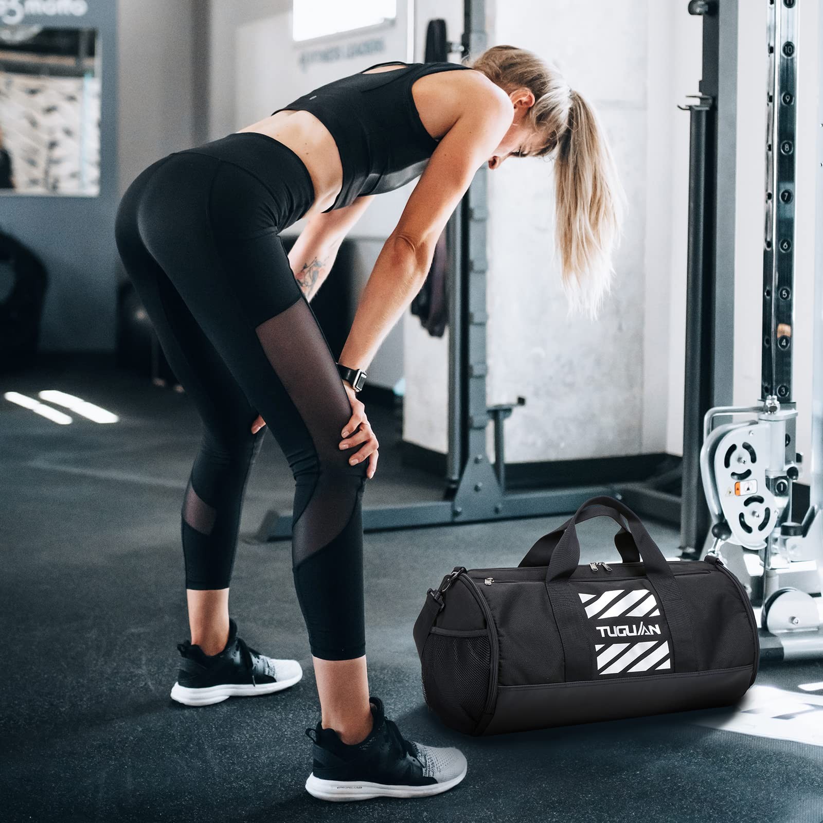 40L Gym Bag for Men Women with Wet Pocket & Shoe Compartment Travel Duffle Bag