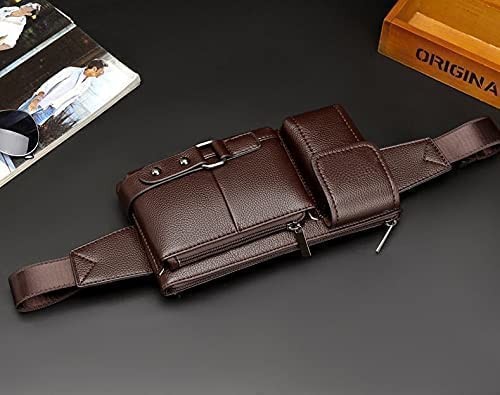 Mens Leather Sling Bag Chest Shoulder Backpack Waterproof Crossbody Travel Pack