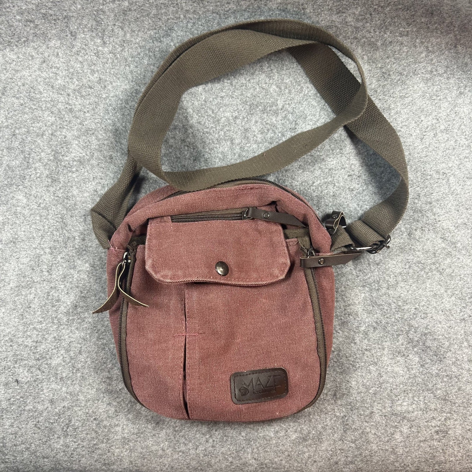 Maze Exclusive Canvas Crossbody Bag Small Maroon Durable Utility Messenger