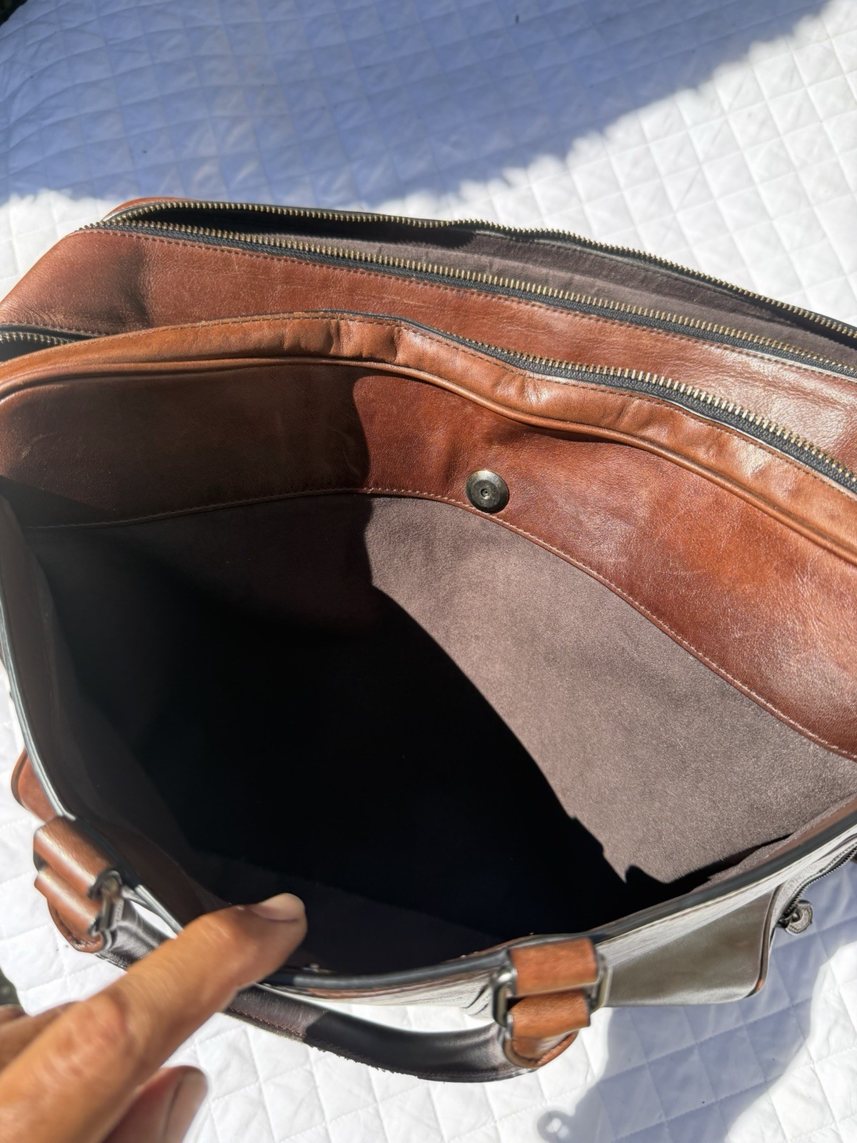 Coach Executive Metropolitan Slim Laptop Satchel Briefcase Cigar Brown Leather