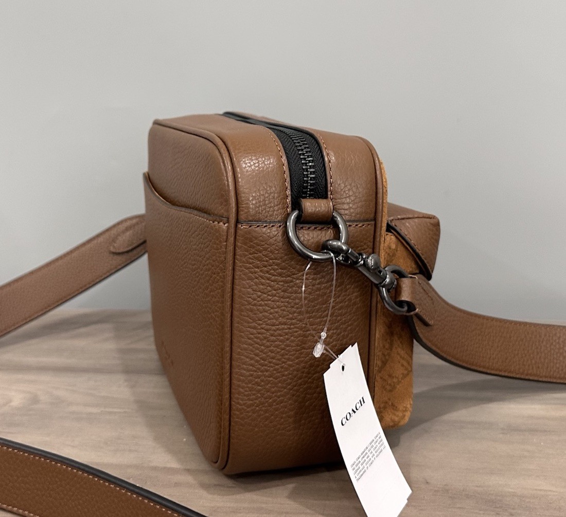COACH CCG08 Warner Crossbody Bag In Signature Suede & Refined Pebble Leather