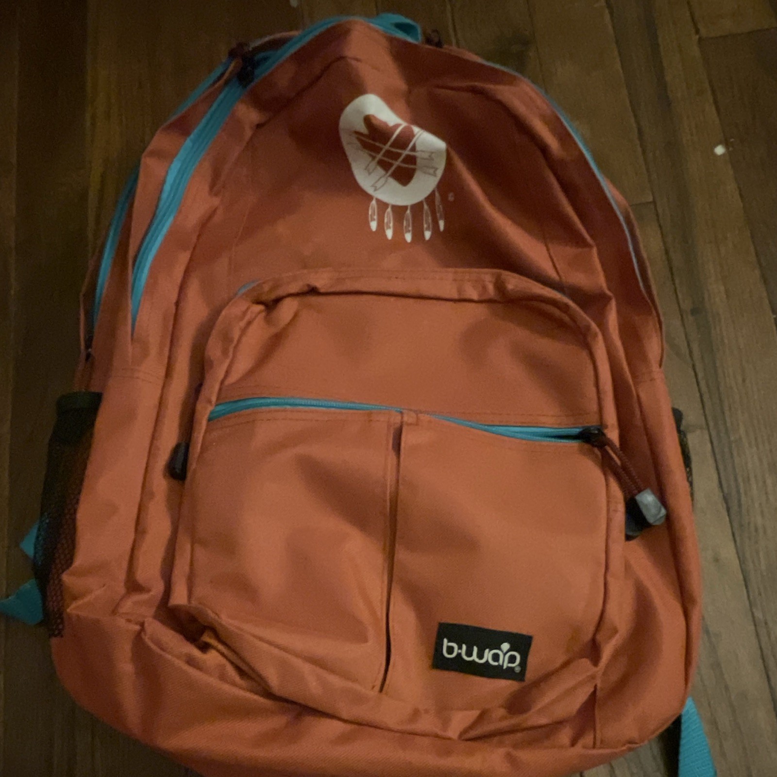 BWOP Orange/Blue Backpack Zip Closure Adjustable Straps Pockets Medium