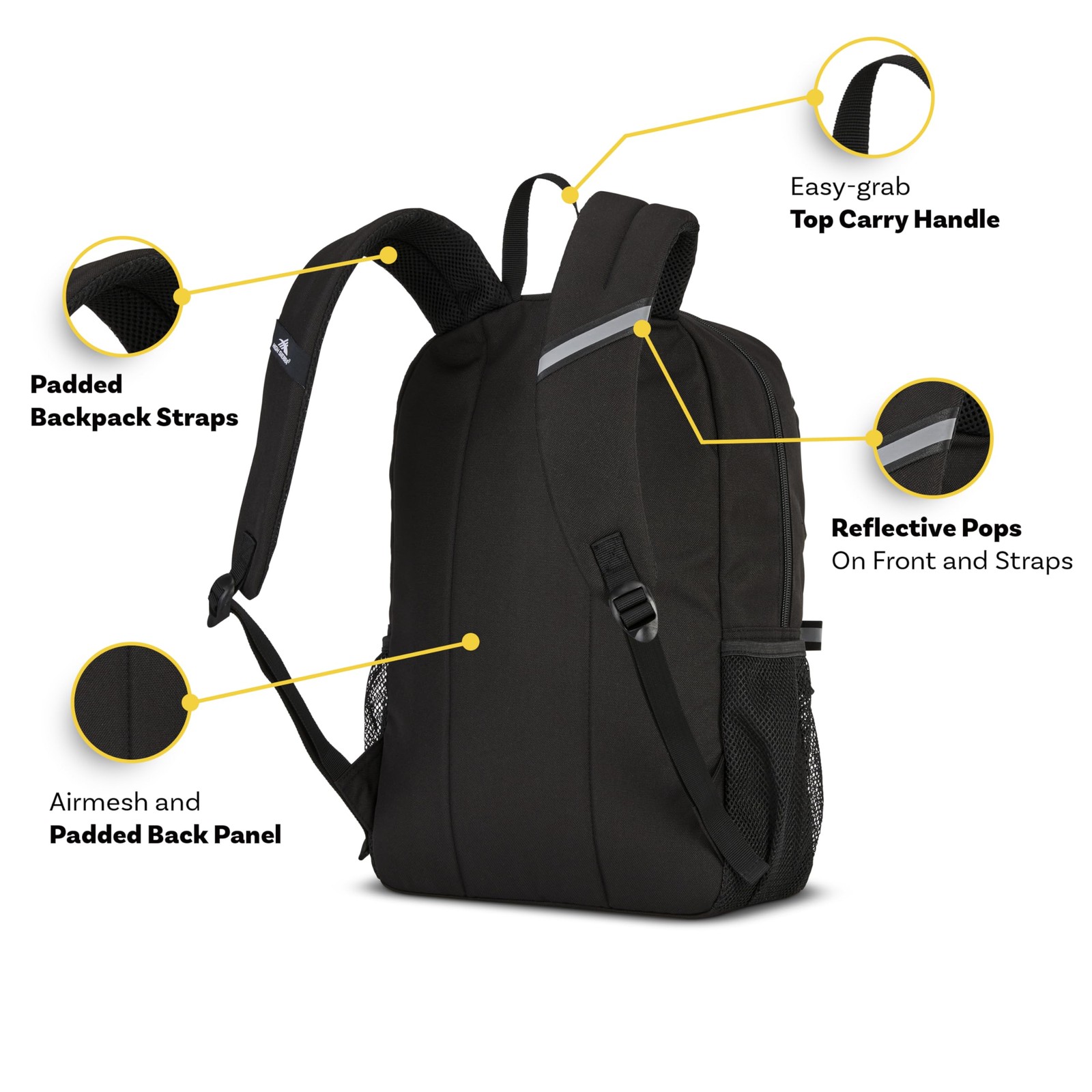 Swoop Backpack with Laptop Pocket + Sleeve, Fits most 17” Laptops, 30L, Black