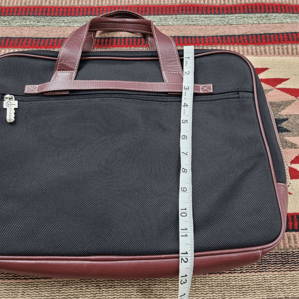 Jack Georges Black Brown Canvas Leather Messenger Laptop Bag Carry On Simple