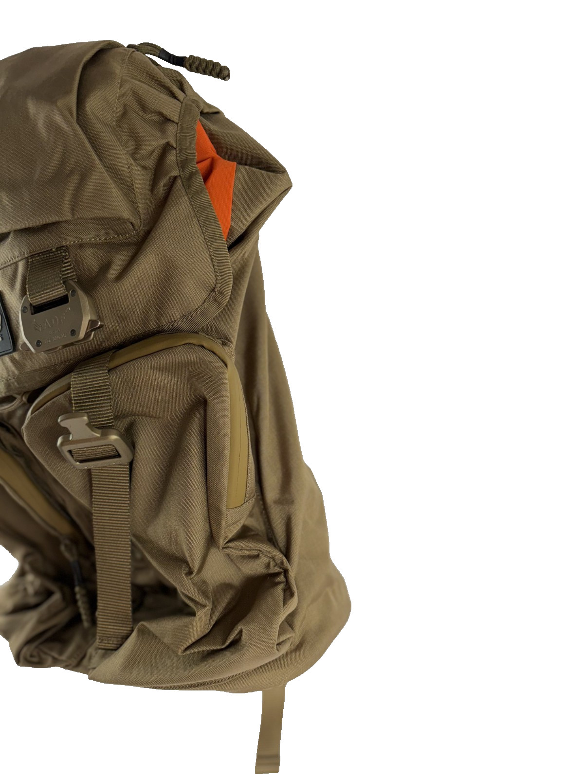 Atomic Mission Gear Parmia Utilitarian Backpack Signature Metal Buckles Coyote