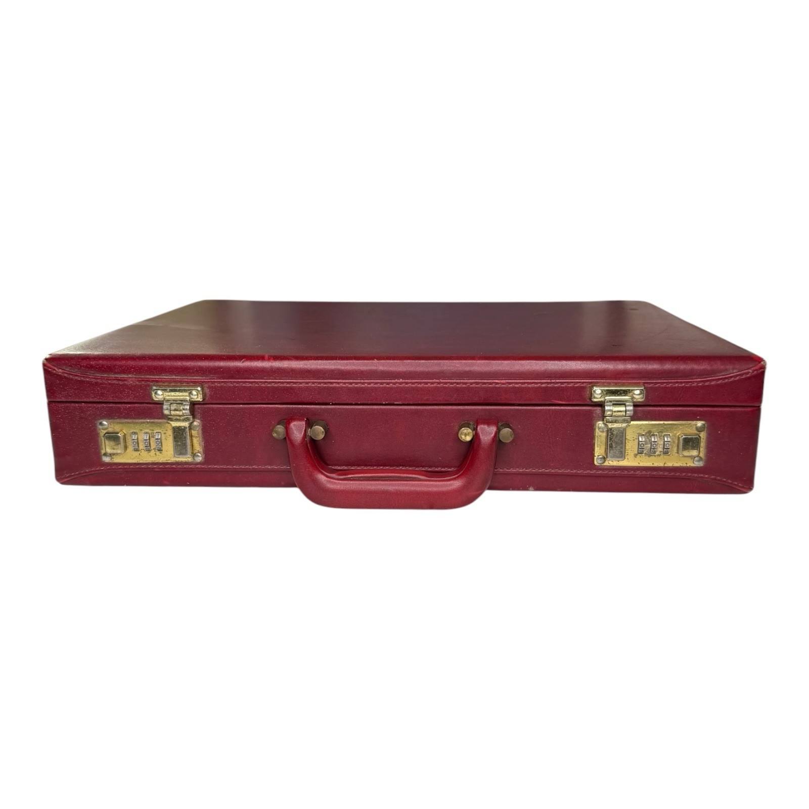 Vintage Burgundy Hard Shell Attache Briefcase Combination Lock Portfolio Case