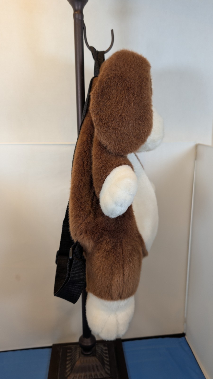 Vtg MANGO Teddy Bear Co Plush Puppy Dog Backpack Brown White Flippy Ears Y2K 90s