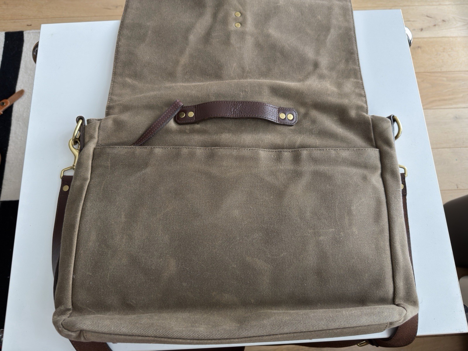 Ernest Alexander Walker Messenger Bag Tobacco Wax Twill Canvas Laptop Brief USA