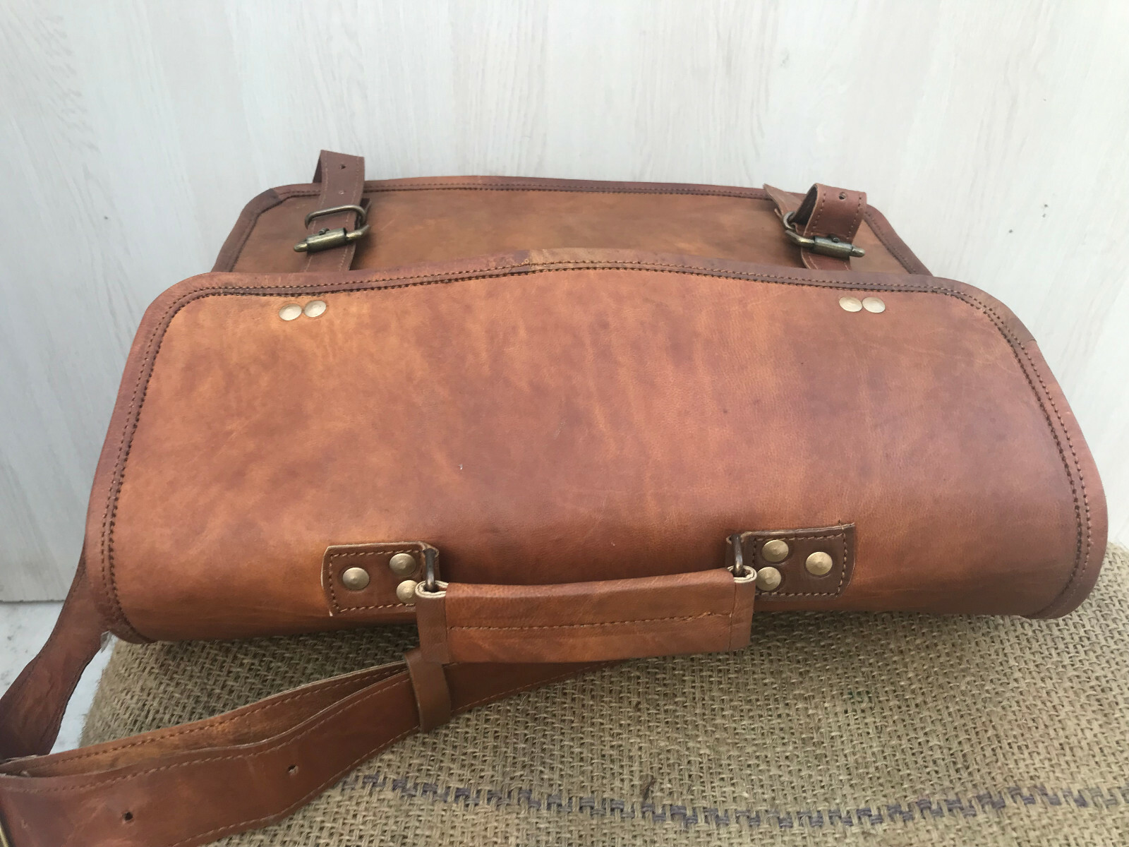 Vintage Camel Leather Men’s Case Shoulder Bag Messenger Documents Laptop Case