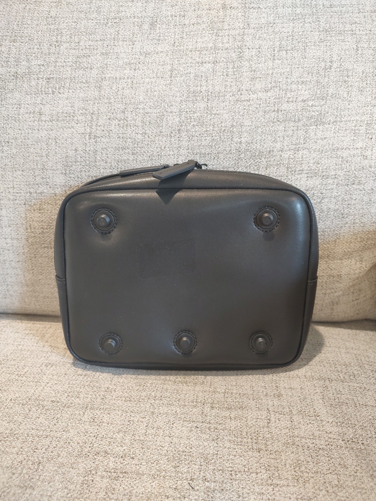 Monos Black Toiletry Case Zip Around Vegan Leather-Used