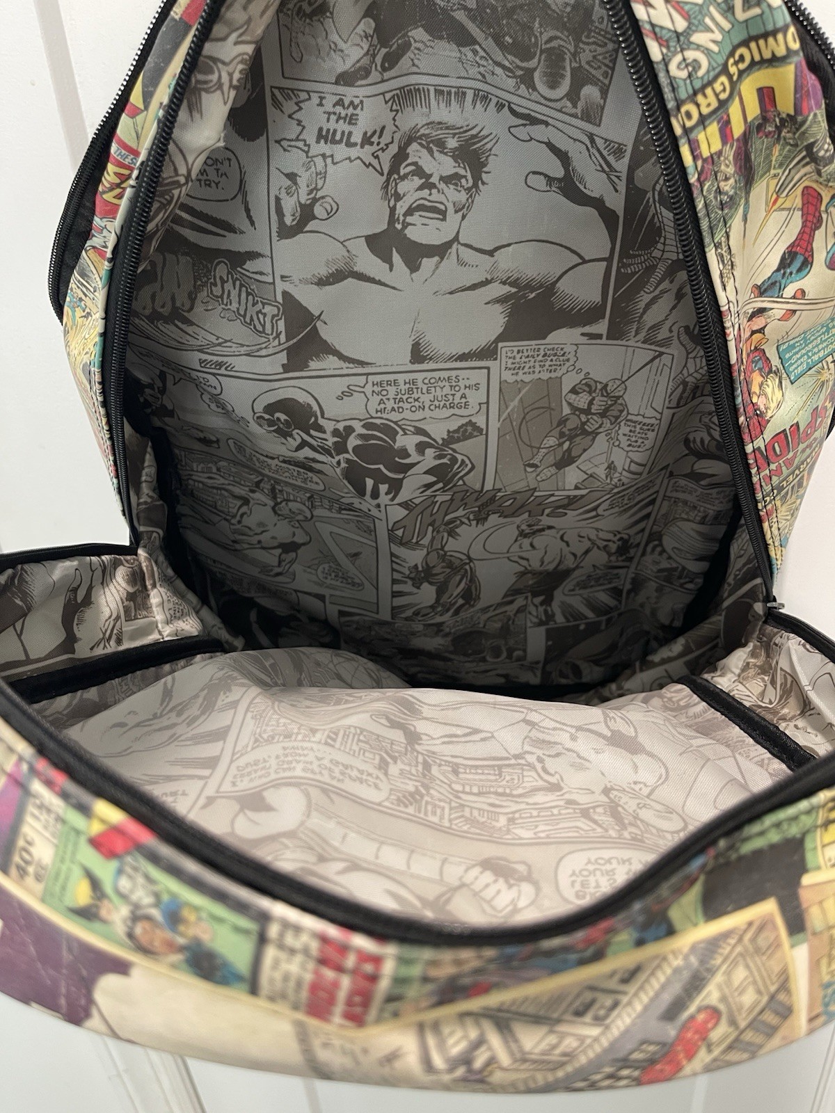 Marvel Comics X-Men Backpack With Comic Print Design Missing Zipper Pull