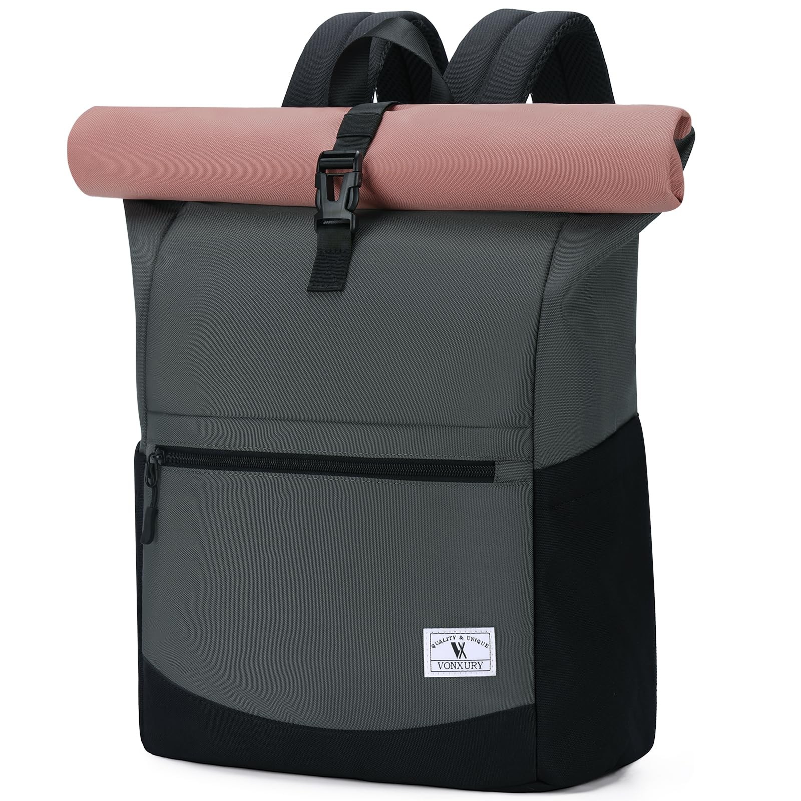 Roll Top Backpack Women 15.6 Inch Laptop Men Casual Daypack Work Travel