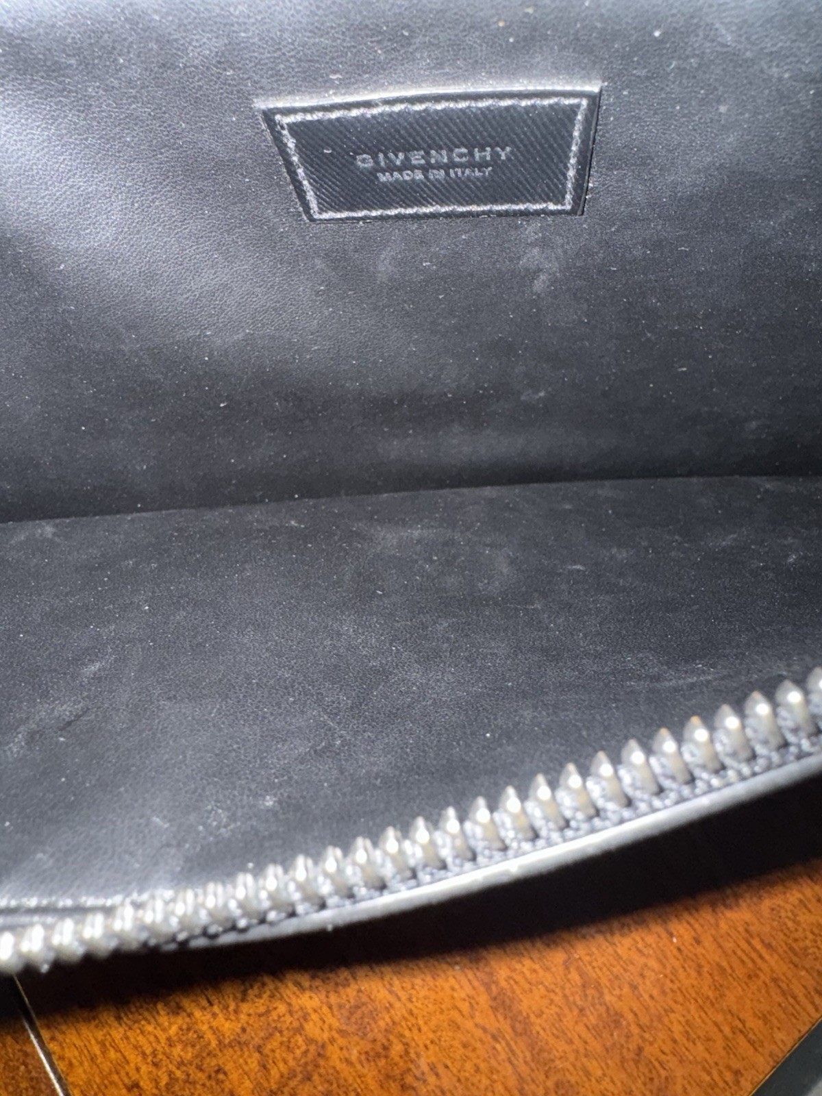 Givenchy clutch Bag Flat Pouch Black Leather Logo Strap Unisex