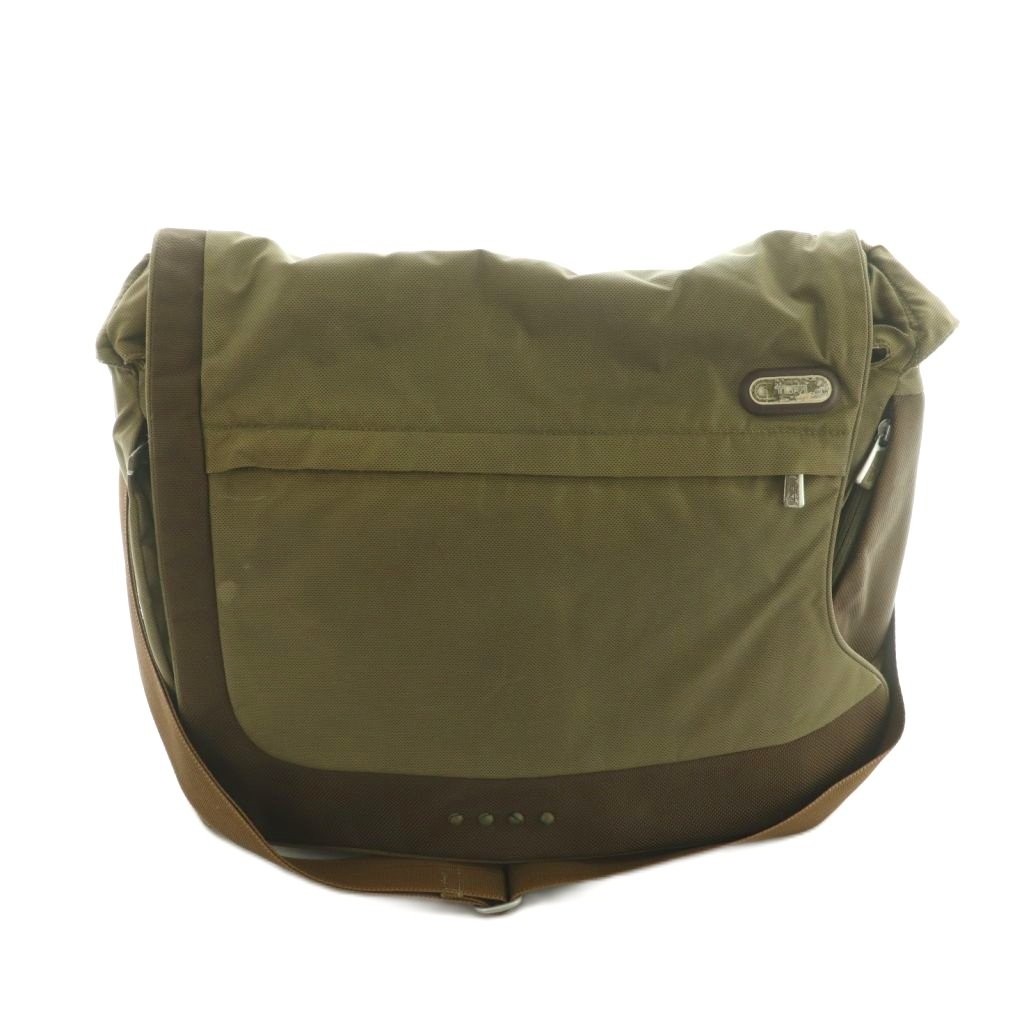 TUMI Khaki Leather Shoulder Bag Men’s Vintage 34cm x 43cm B Condition