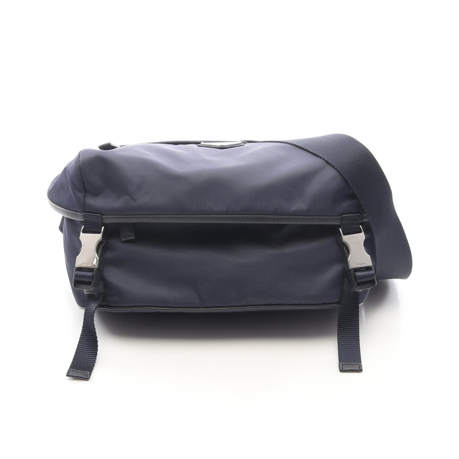 PRADA Re-Nylon Shoulder Crossbody Bag 2VH994 Saffiano leather Navy Used mens