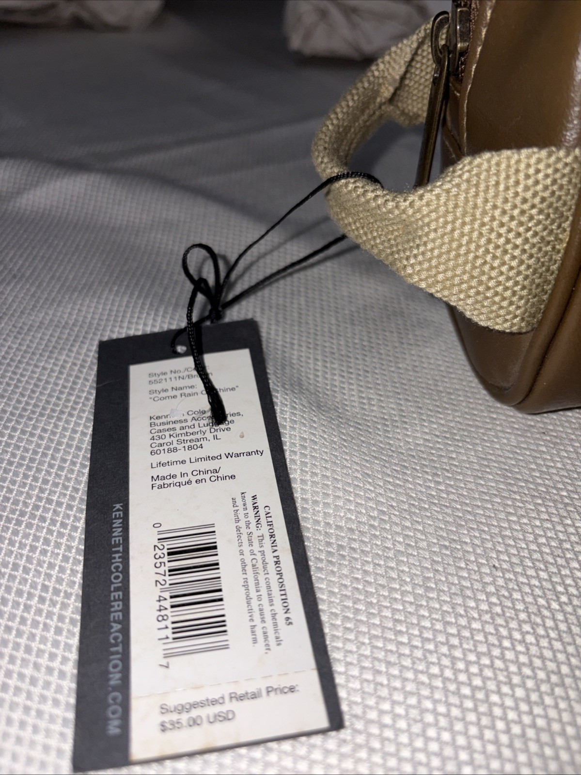 Kenneth Cole Reaction Men’s Brown Toiletry Travel Dopp Kit Bag NWT Zip Case