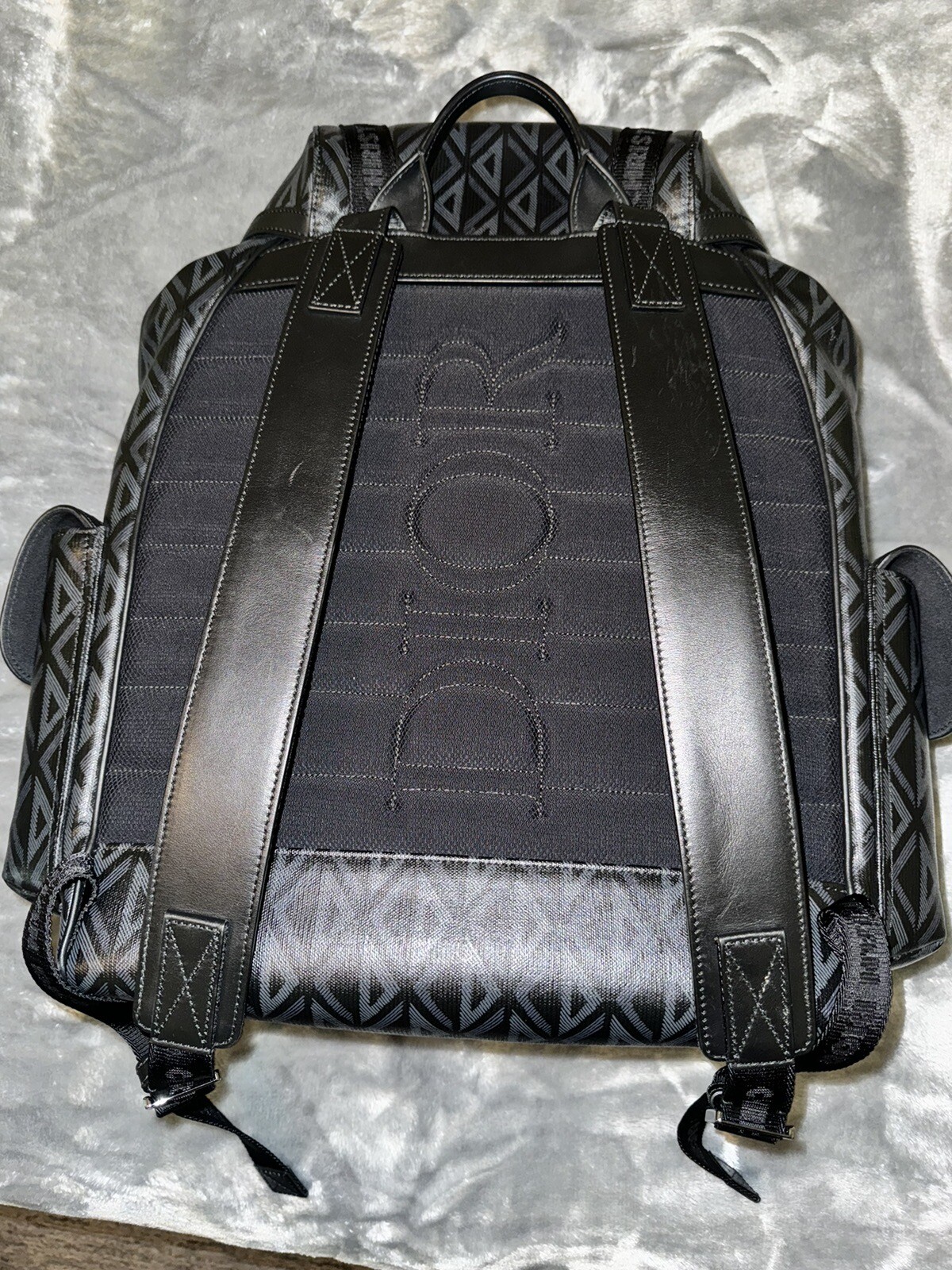 Christian Dior Hit the Road Backpack CD Diamond Coated Canvas Black
