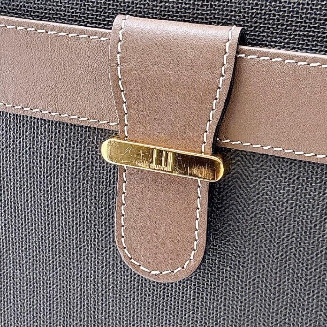 Dunhill Dark Brown PVC Leather Clutch Bag Men’s Size 28cm Authentic