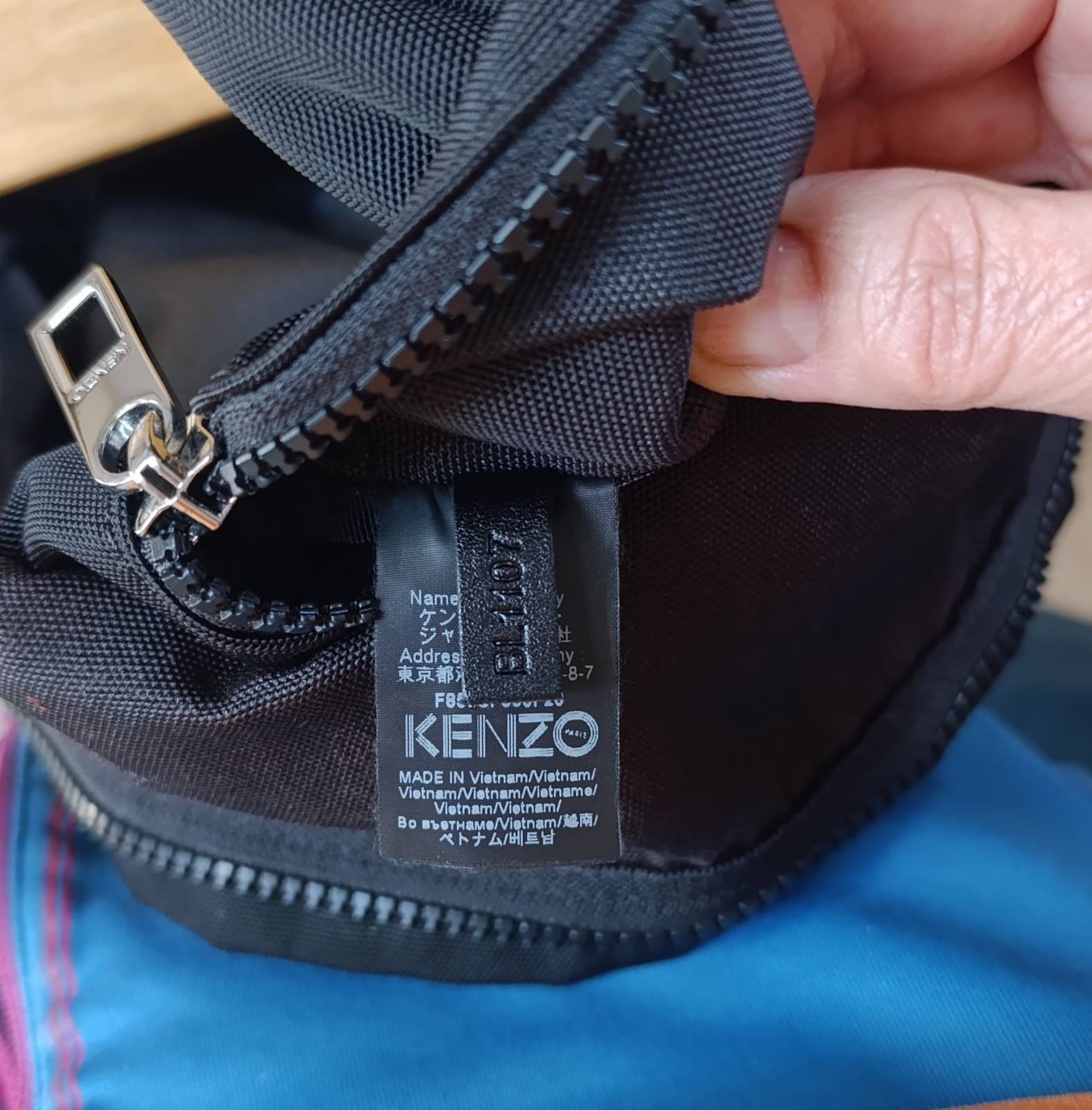 KENZO PARIS Tiger Embroidery Backpack Black Nylon Canvas Unisex Logo Rucksack