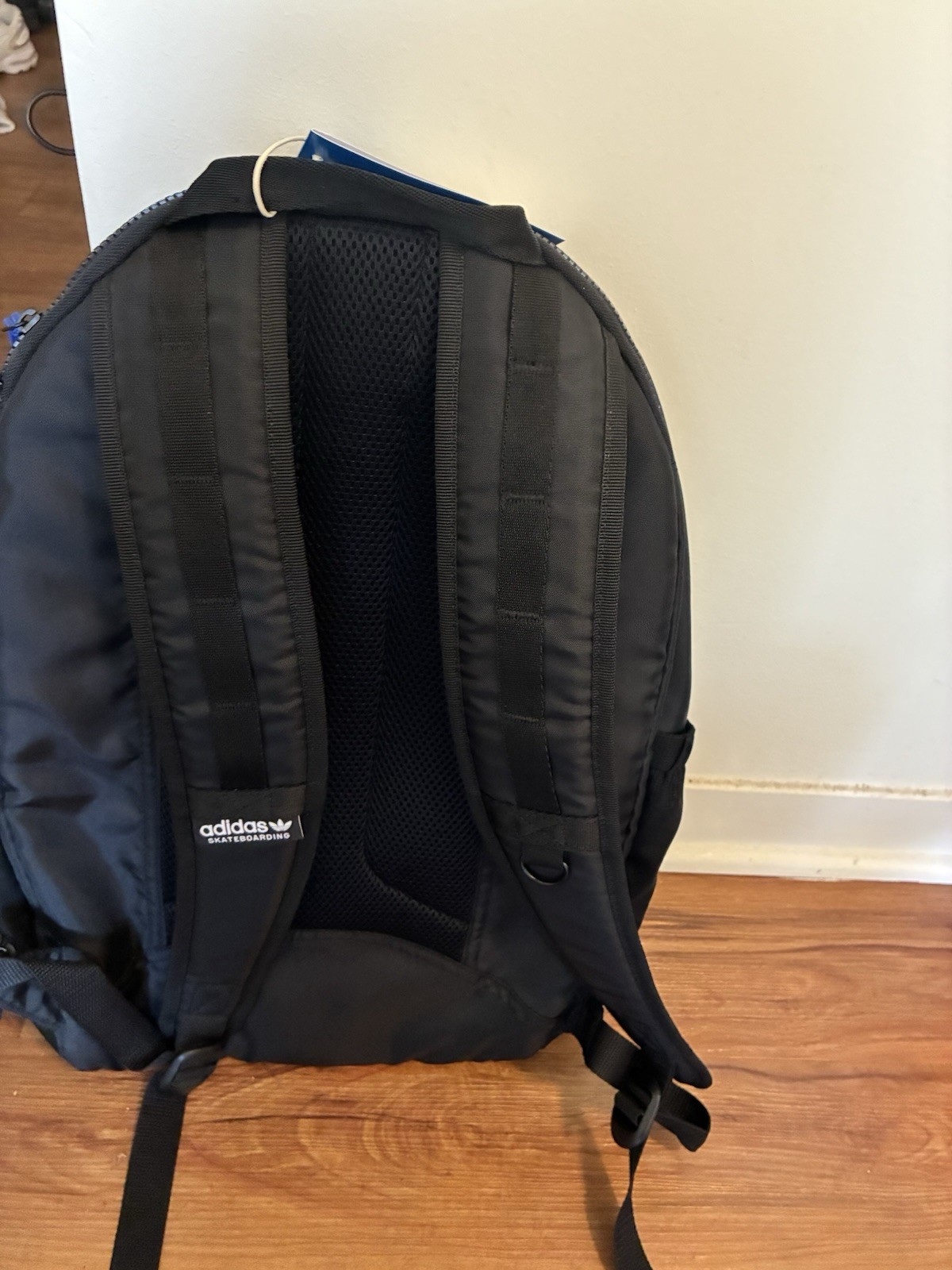 adidas Skateboarding Black/Blue Backpack Large Padded Adjustable Straps Zip
