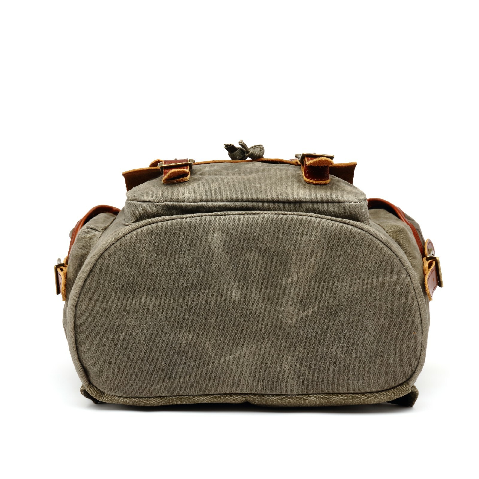 Men Waxed Canvas Leather Backpack Travel Rucksack Camping Hiking School Book Bag