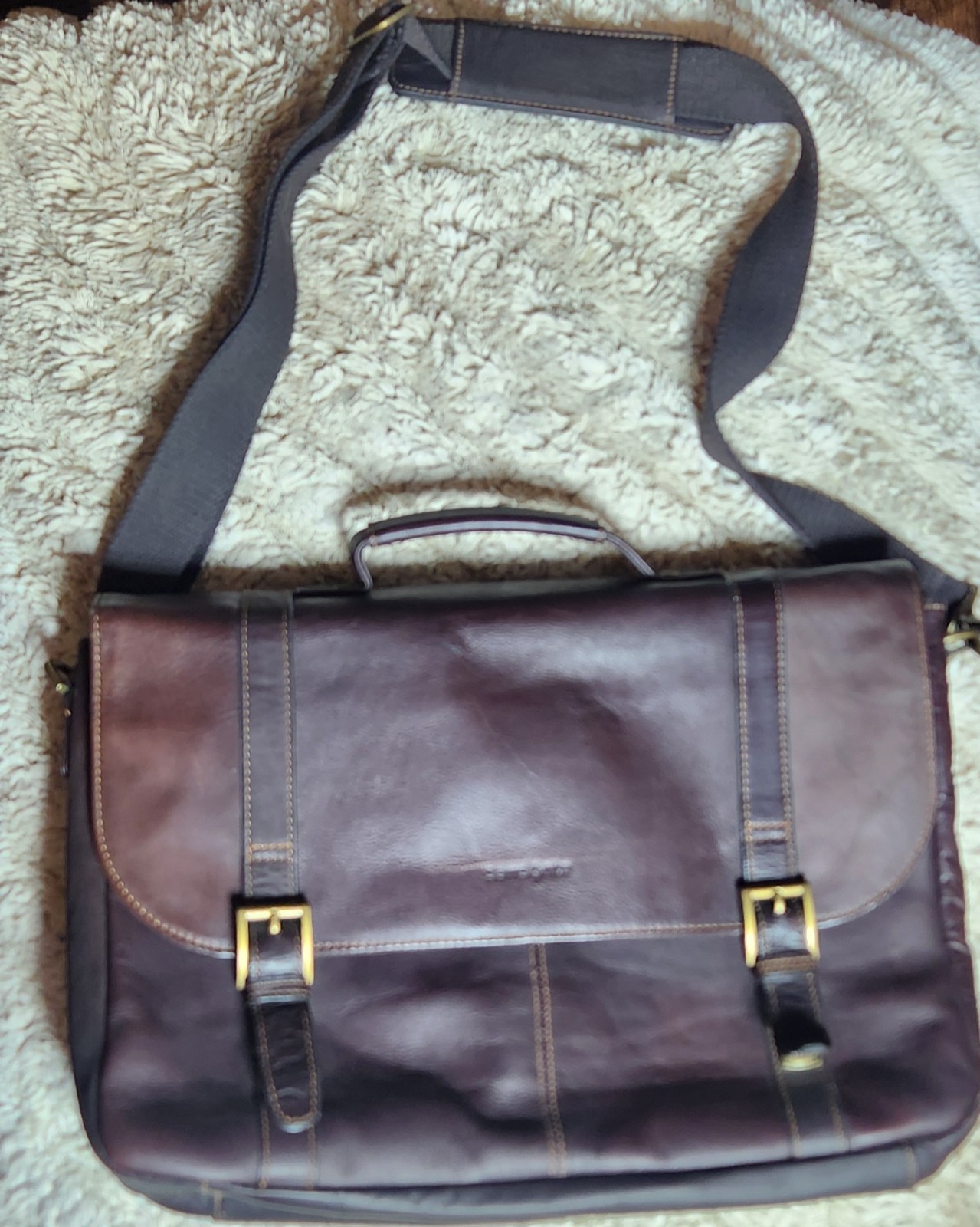 Samsonite Brown Leather Flap Over Bag