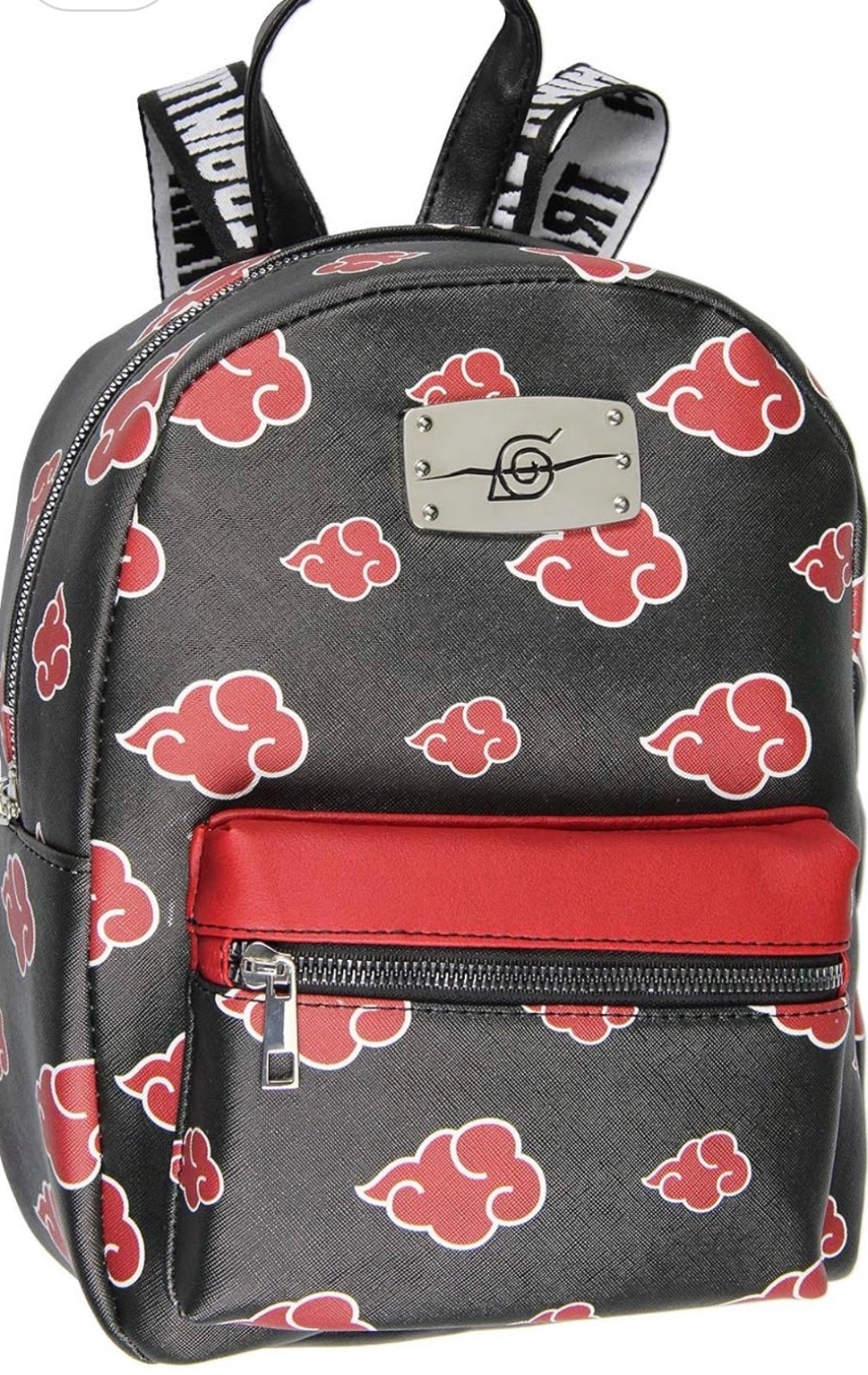 Naruto Akatsuki Sasuke Red Cloud Faux Saffiano Leather Mini Backpack Bag