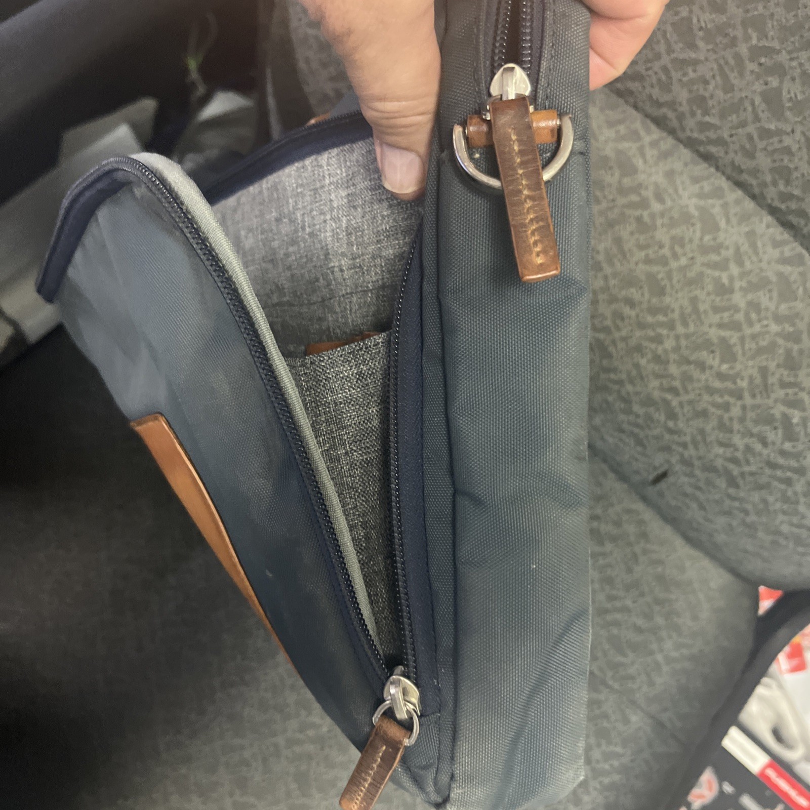Johnson and Murphy leather and ballistic fabric briefcase