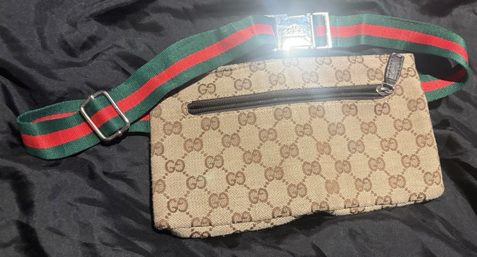 Gucci GG Canvas Web Stripe Belt Bag Fanny Pack Men’s Medium Beige Brown
