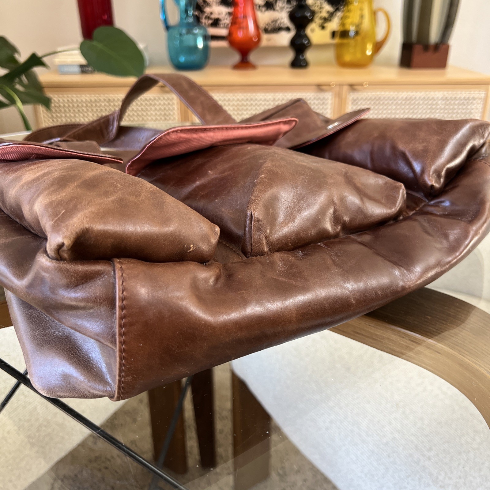 Latico Brown Leather Satchel Multi Pocket Straps Leisure Duffle Unused 11″ x 13″