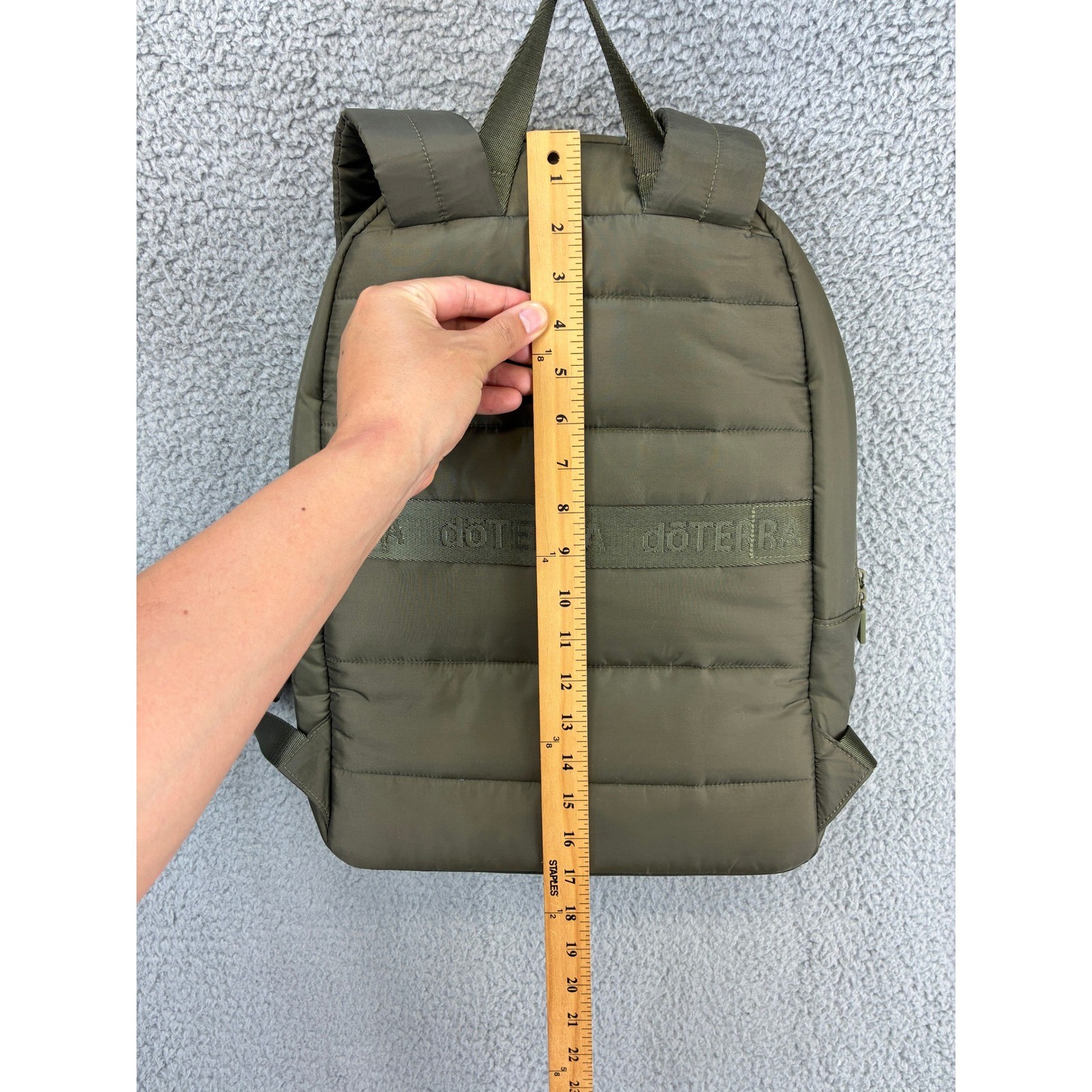 doTERRA Puffer Backpack Unisex Rucksack Army Green Travel Activewear Quilted