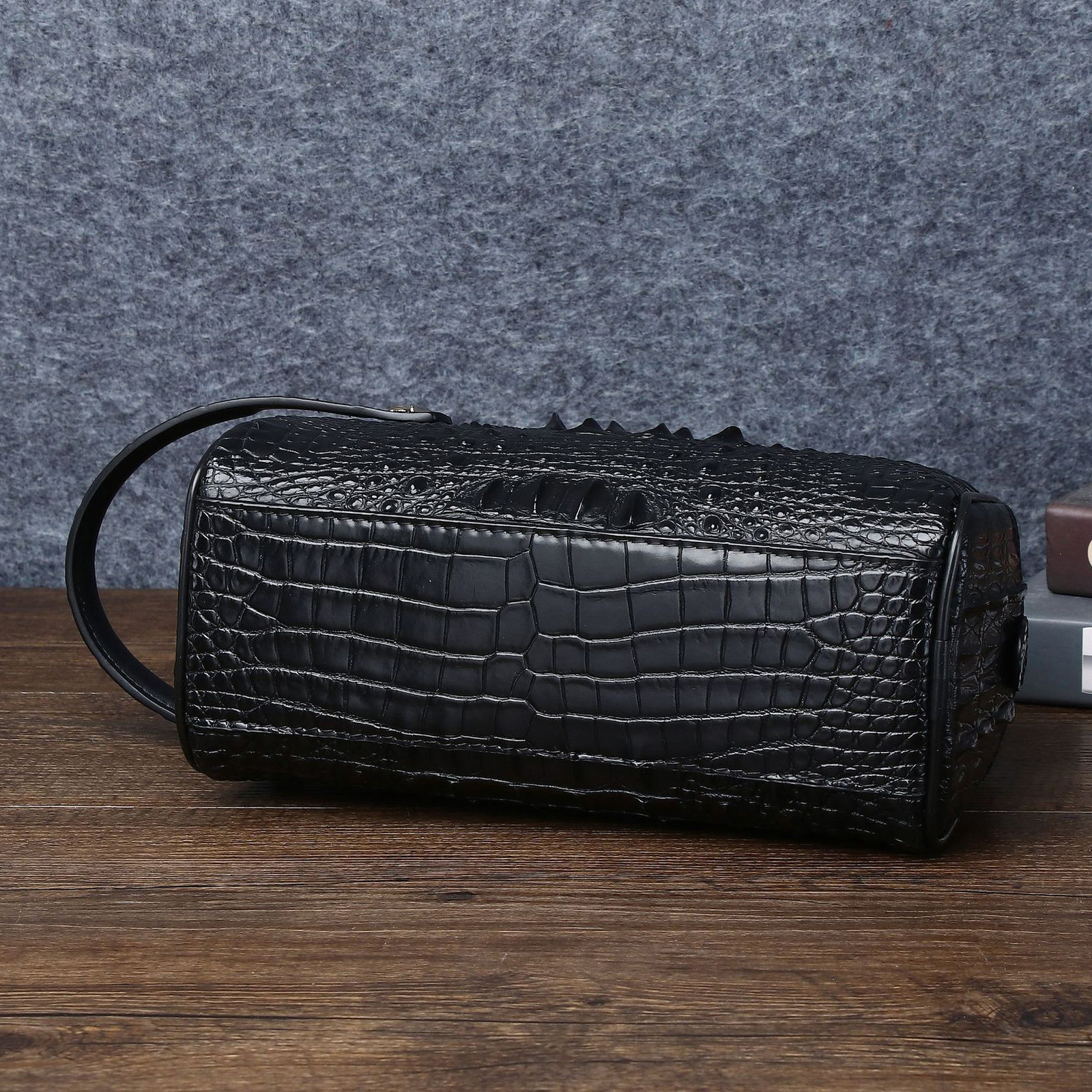 Top Cowhide Leather Men’s Clutch Bag Crocodile Pattern Zipper Handbag