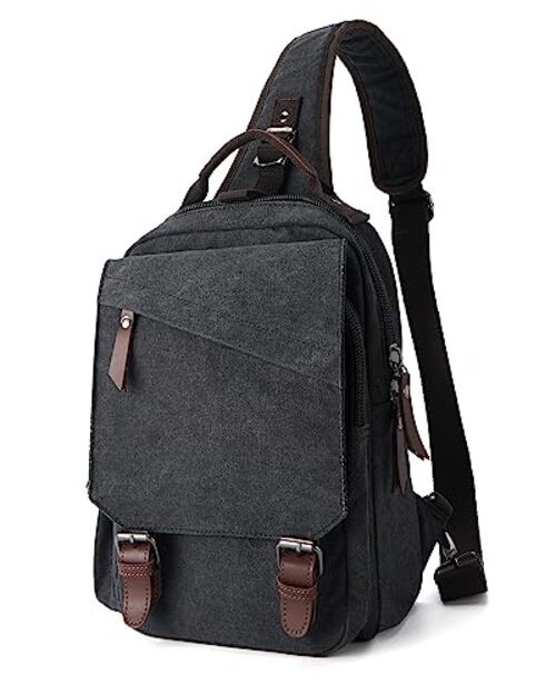 Messenger bag for Men,Small Sling Crossbody Backpack Shoulder Bag for A-black
