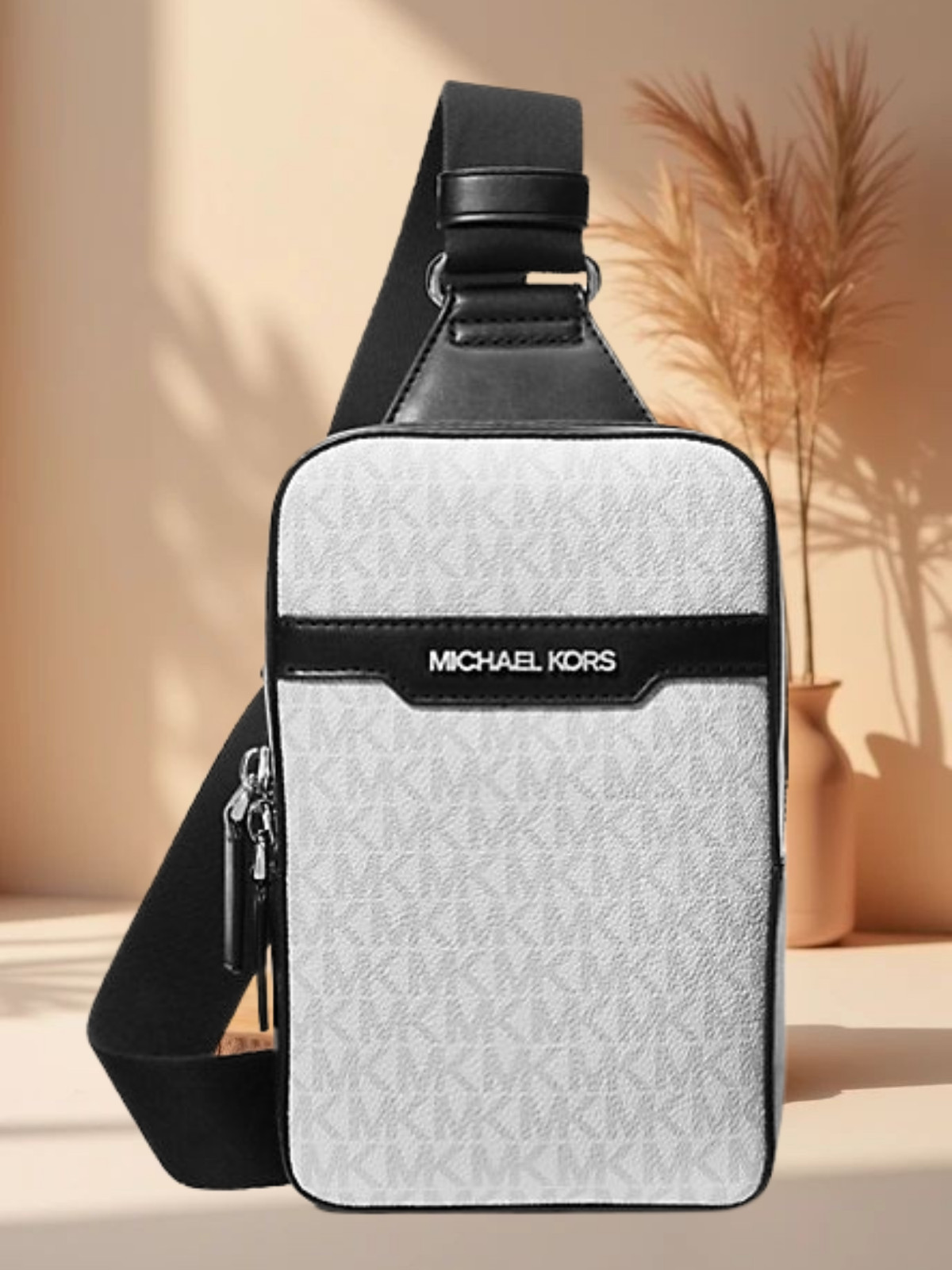 Michael Kors Cooper Men Medium Logo Crossbody Fanny Pack Waist Bag Bright White