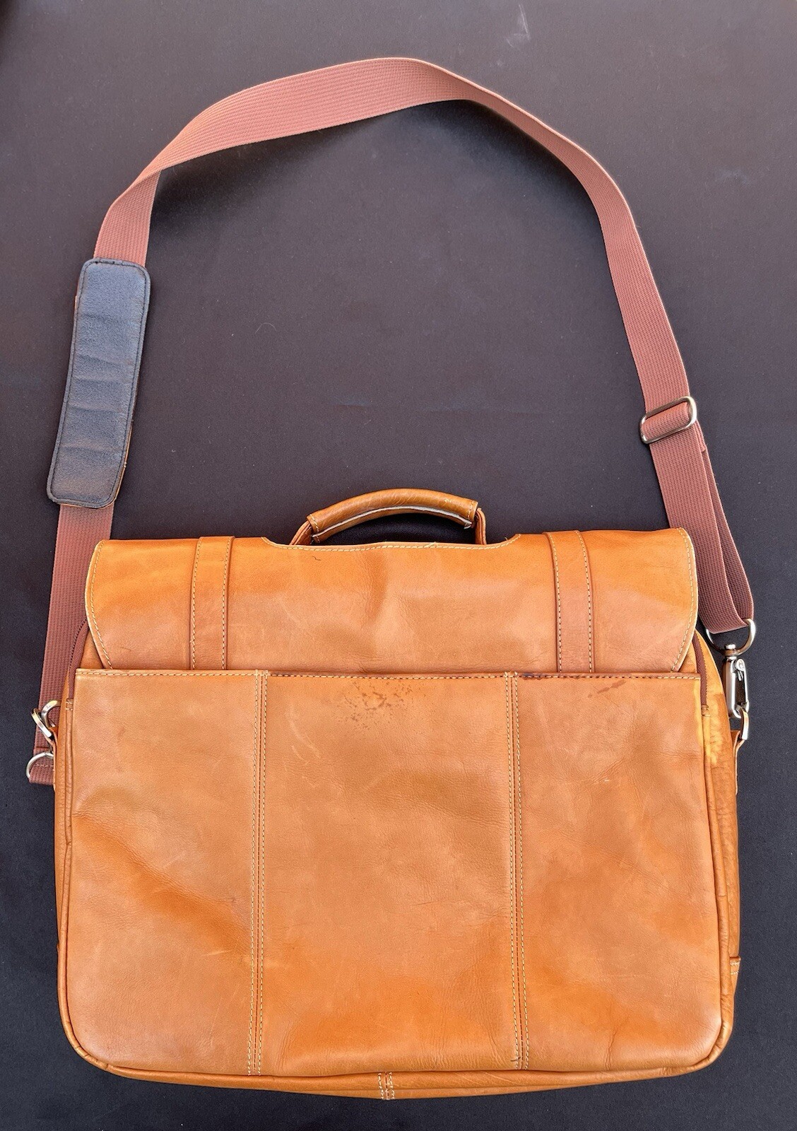 Laptop Bag WILSON’S LEATHER Brown Supple Buttery Briefcase Adj. Strap 16″x 15.5″