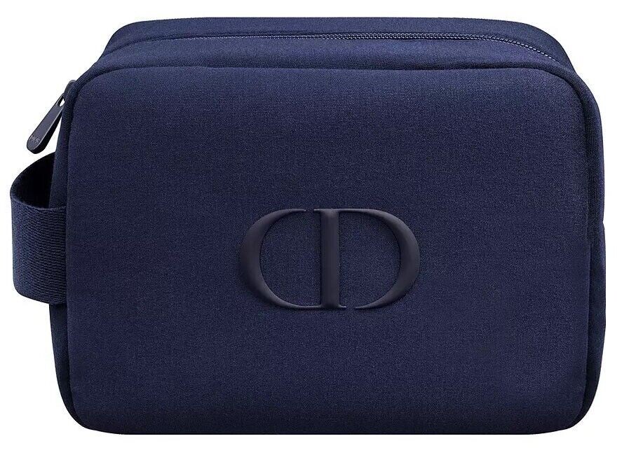 Dior blue cosmetic makeup toiletry bag pouch travel train case