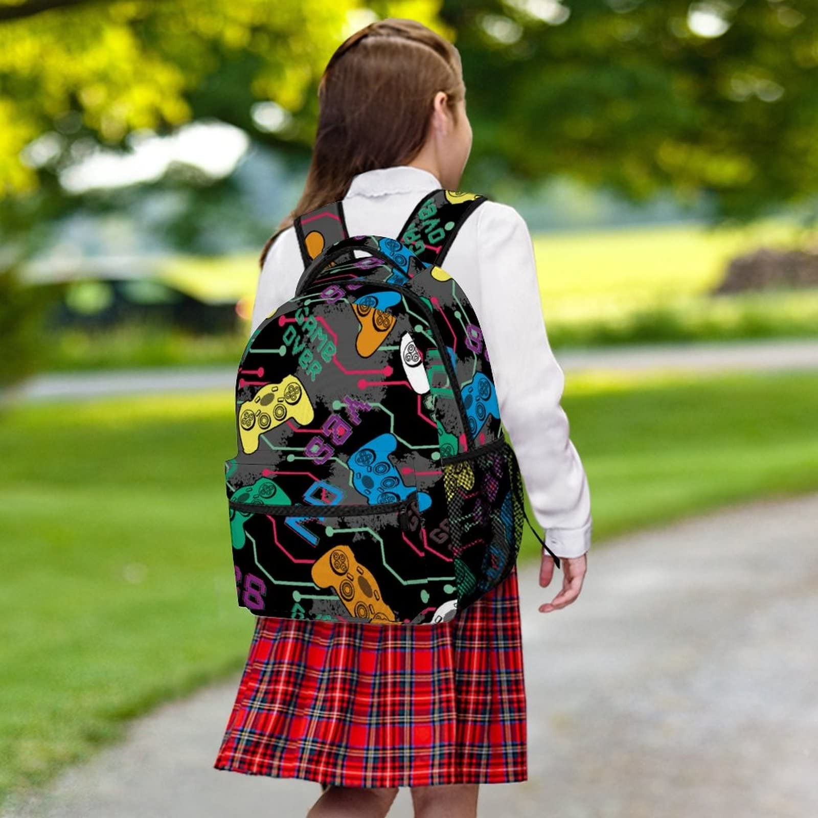 Colorful Game Joysticks Backpack School Bag Gamer Gamepad Laptop Travel Pockets