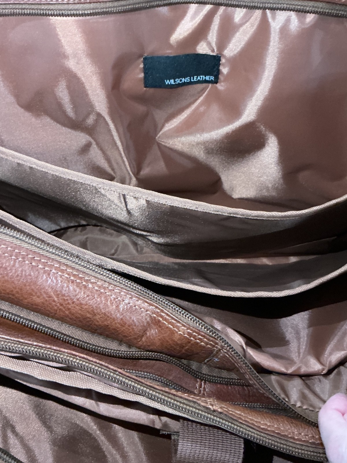 WILSON LEATHER Brown Genuine Leather Briefcase Travel Bag Laptop Expanding VG ❤️