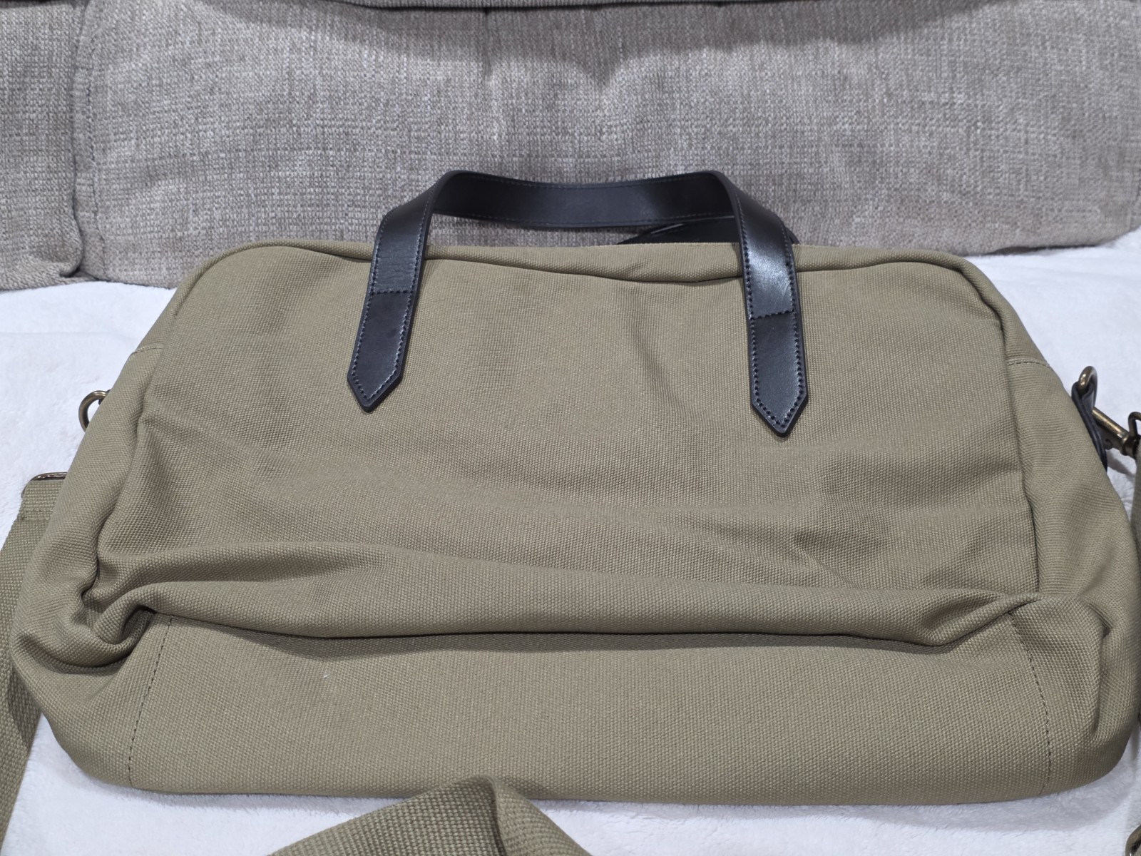 Brooks Brothers Canvas Leather Messenger Shoulder Bag Carry Office Tan