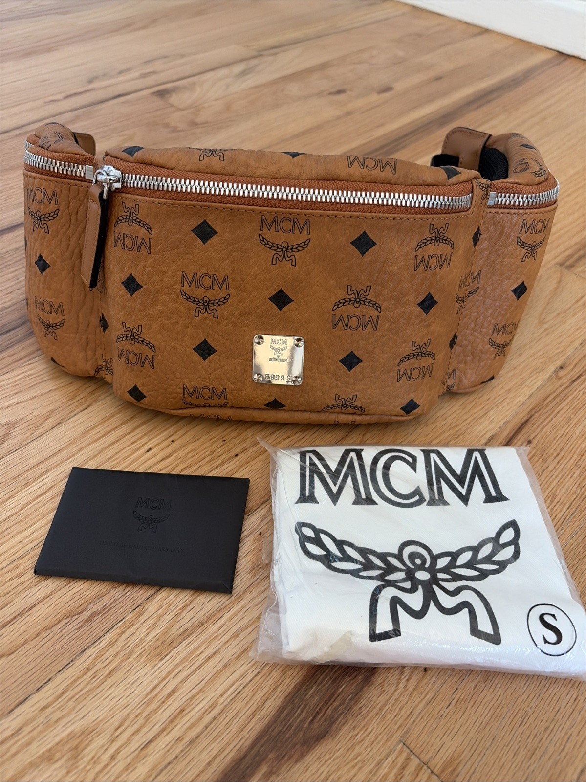 2019 MCM 3 Pocket Men’s Sling Bag, Cognac