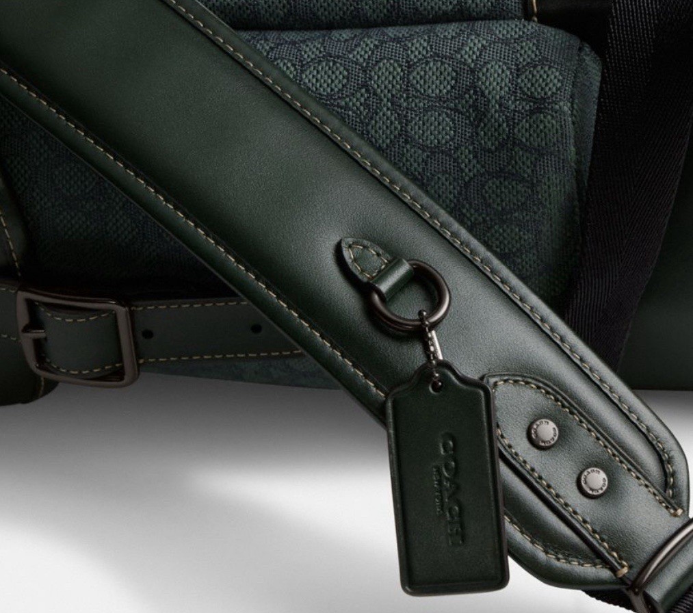 NWT COACH Backpack Micro Signature Jacquard Hitch In Amazon Green Style CM 387
