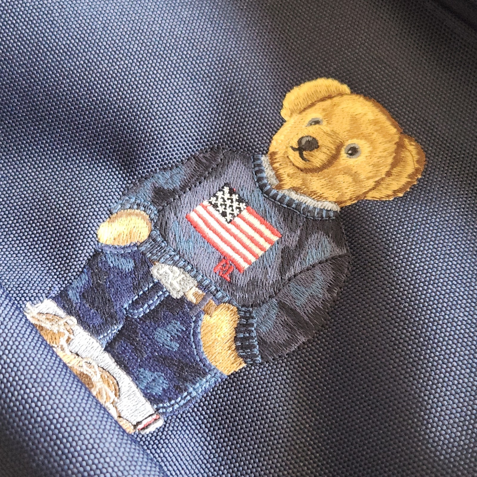 Polo Ralph Lauren School Backpack Bear Logo Navy Blue Laptop Pocket Backpack Bag