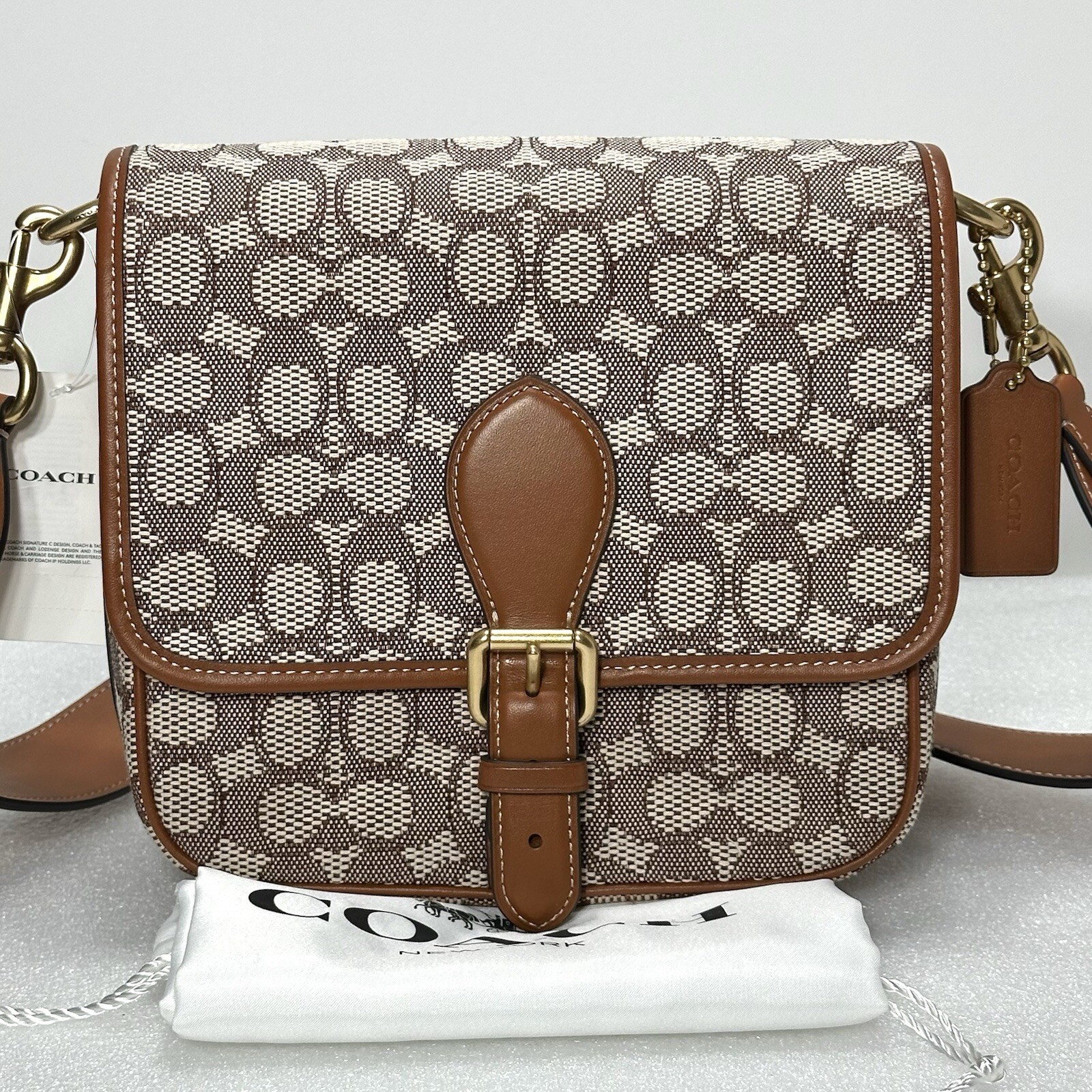 Coach Frankie Crossbody Messenger Bag In Signature Textile Jacquard CC098 NWT