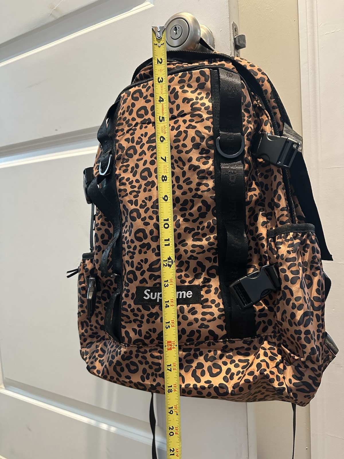 supreme leopard backpack