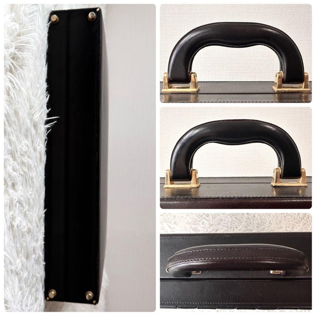 Bally Intrecciato Leather Pilot Case Black Gold Lock A4 PC Briefcase Italy