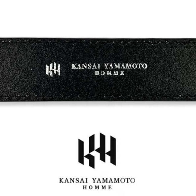 KANSAI YAMAMOTO Black Crocodile Pattern Leather Belt 3.2cm Width