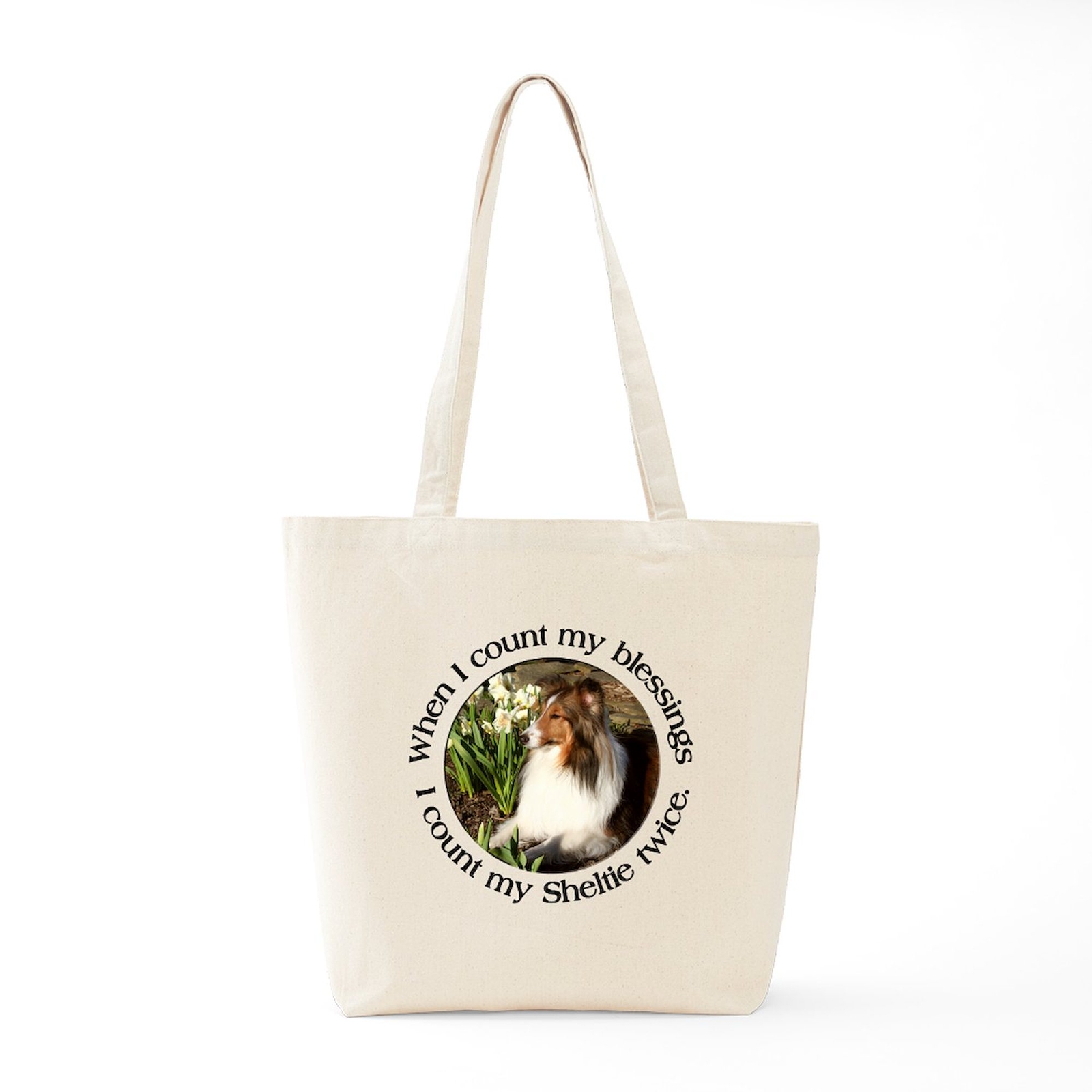 CafePress Sheltie Spring Natural Canvas Tote Bag, Cloth Shopping Bag (127222783)