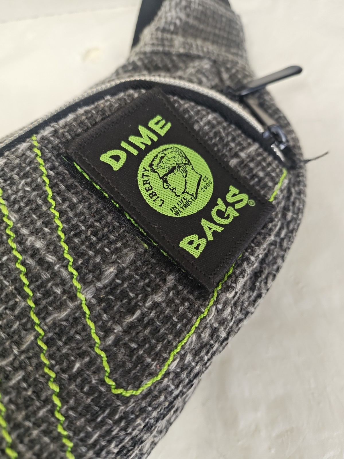 Dime Bags Classic Fanny Pack Hempster Waist Bag Grey Green Stitch Stash Pocket